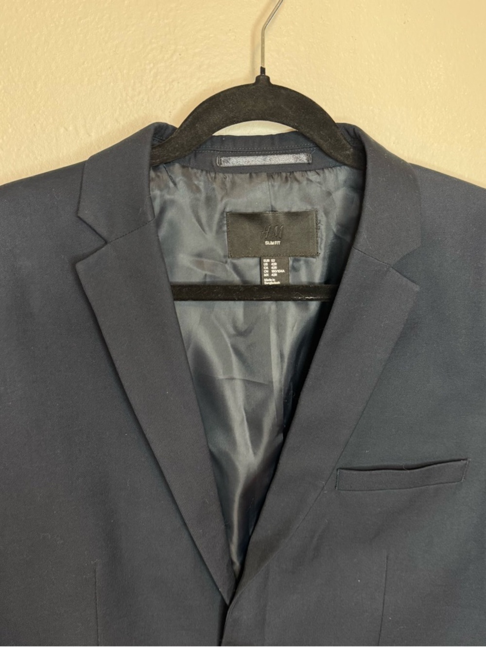 H&M Men’s Blazer Navy Slim Fit 42R - Picture 4 of 8